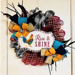 Rise & Shine Decorative Rooster Holiday Wreath - Multicolor